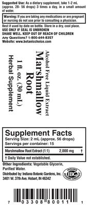 Photo of the Indiana Botanic Gardens Marshmallow Root label
