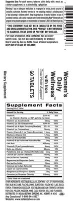Photo of the Indiana Botanic Gardens Women's Daily Wellness with Iron label