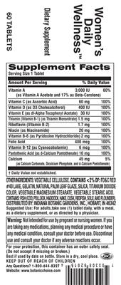 Photo of the Indiana Botanic Gardens Women's Daily Wellness label