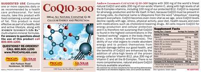 Photo of the ProCaps Laboratories CoQ10-300 label