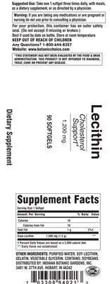 Photo of the Indiana Botanic Gardens Lecithin 1,200 mg label