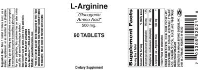 Photo of the Indiana Botanic Gardens L-Arginine 500 mg label