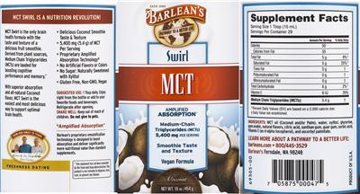 Photo of the Barlean's MCT Swirl Coconut label