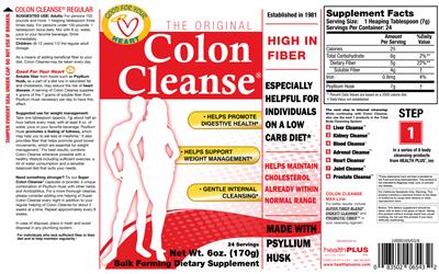 Photo of the Health Plus The Original Colon Cleanse label