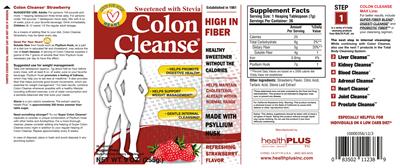 Photo of the Health Plus Colon Cleanse Refreshing Strawberry Flavor label