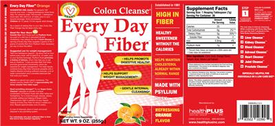 Photo of the Health Plus Colon Cleanse Every Day Fiber Refreshing Orange Flavor label