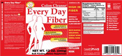 Photo of the Health Plus Colon Cleanse Every Day Fiber label