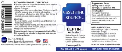Photo of the Essential Source Leptin Activator label
