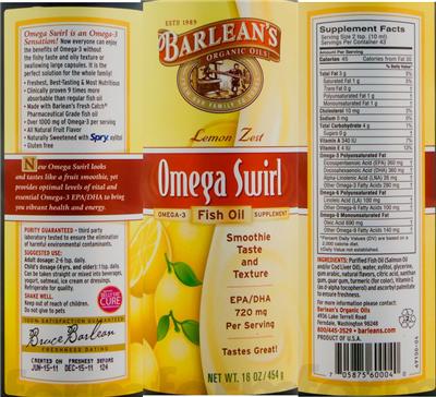 Photo of the Barlean's Organic Oils Omega Swirl Lemon Zest label