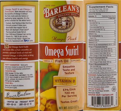 Photo of the Barlean's Organic Oils Omega Swirl Mango Peach label