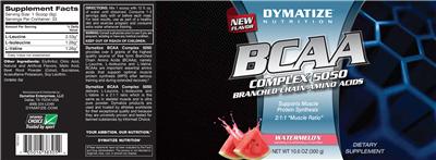 Photo of the Dymatize Nutrition BCAA Complex 5050 Watermelon label