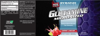 Photo of the Dymatize Nutrition Glutamine Micronized Cherry Limeade label