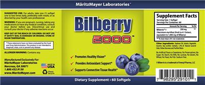 Photo of the MaritzMayer Laboratories Bilberry 2000 label