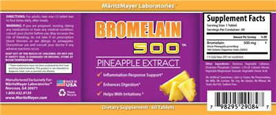 Photo of the MaritzMayer Laboratories Bromelain 500 label