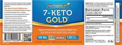 Photo of the NutriGold 7-Keto Gold label