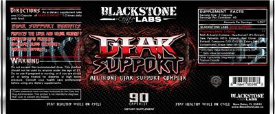 Photo of the Blackstone Labs Gear Support label