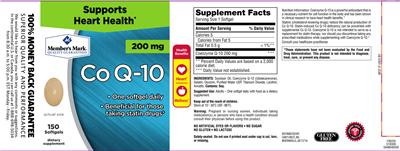 Photo of the Member's Mark Co Q-10 200 mg label