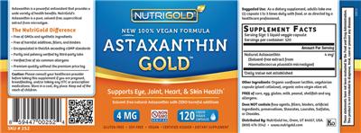 Photo of the NutriGold Astaxanthin Gold 4 mg label