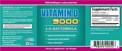 Photo of the MaritzMayer Laboratories Vitamin D 5000 label