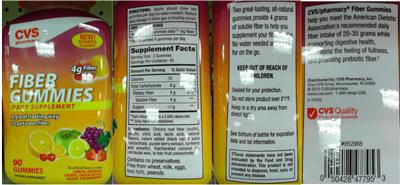 Photo of the CVS pharmacy Fiber Gummies label