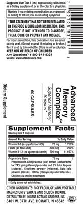 Photo of the Indiana Botanic Gardens Advanced Memory Complex label