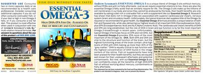 Photo of the ProCaps Laboratories Essential Omega-3 Natural Orange label