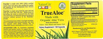 Photo of the NatureCity TrueAloe label