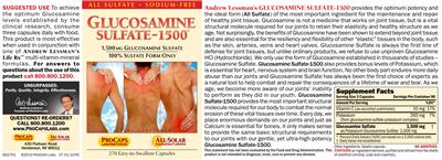 Photo of the ProCaps Laboratories Glucosamine Suflate-1500 label