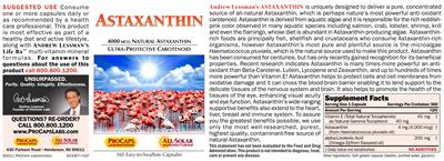 Photo of the ProCaps Laboratories Astaxanthin label