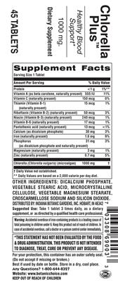 Photo of the Indiana Botanic Gardens Chlorella Plus 1000 mg label
