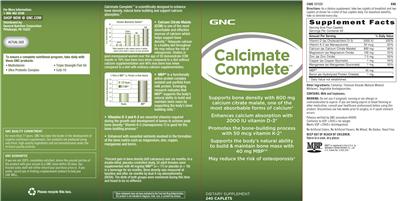 Photo of the GNC Calcimate Complete label