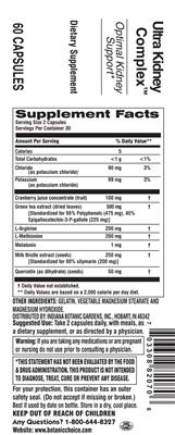 Photo of the Indiana Botanic Gardens Ultra Kidney Complex label