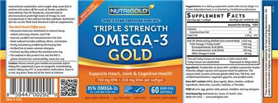 Product label for Triple Strength Omega-3 Gold