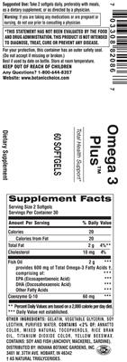 Photo of the Indiana Botanic Gardens Omega 3 Plus label