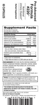 Photo of the Indiana Botanic Gardens Pro-Advanced Formula #220 label
