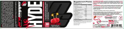 Photo of the PS ProSupps Mr Hyde Intense Energy Pre Workout Cherry Bomb label