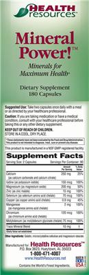 Photo of the Health Resources Mineral Power! label