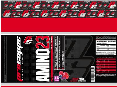 Photo of the PS ProSupps Amino23 Berry label