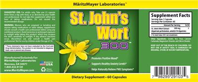 Photo of the MaritzMayer Laboratories St. John's Wort 300 label
