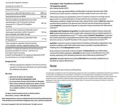Photo of the Life Extension ArthroMax With Theaflavins & ApresFlex label