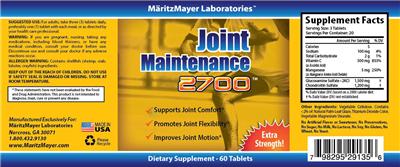 Photo of the MaritzMayer Laboratories Joint Maintenance 2700 label