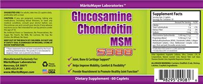 Photo of the MaritzMayer Laboratories Glucosamine Chondroitin MSM 5388 label