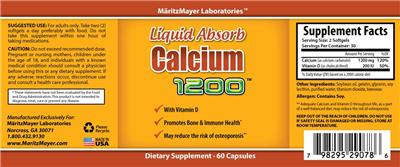 Photo of the MaritzMayer Laboratories Liquid Absorb Calcium 1200 label