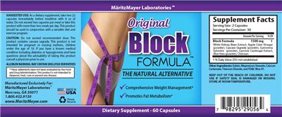 Photo of the MaritzMayer Laboratories Original Block Formula label