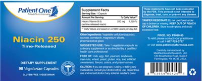 Photo of the Patient One 1 MediNutritionals Niacin 250 label