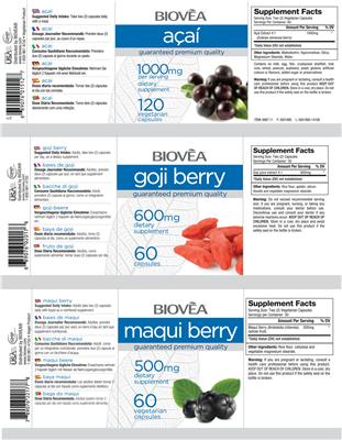 Photo of the BIOVEA Acai 1000 mg label