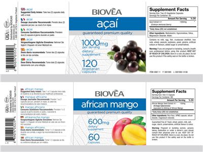 Photo of the BIOVEA Acai 1000 mg label