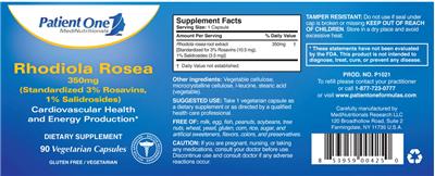 Photo of the Patient One 1 MediNutritionals Rhodiola Rosea 350 mg label