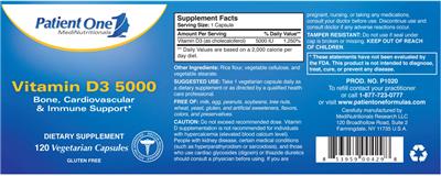 Photo of the Patient One MediNutritionals Vitamin D3 5000 label