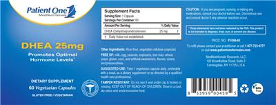 Photo of the Patient One 1 MediNutritionals DHEA 25 mg label
